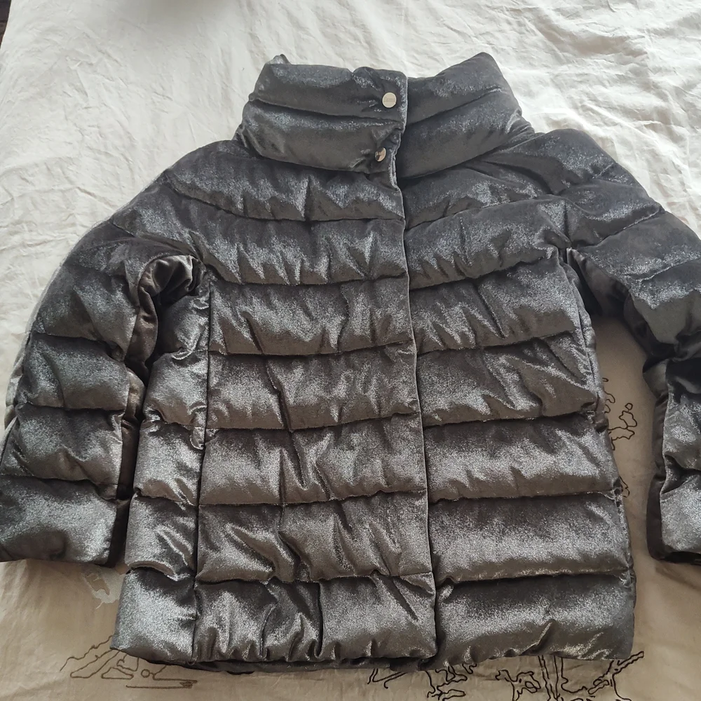 Herno Down/ Feather Fill, Ladies Shimmering Tan/Silver Puffer Jacket/ Size 40. - Picture 3 of 17